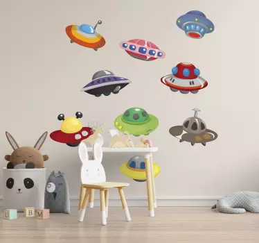 Sticker espace dessin d'ovnis - TenStickers