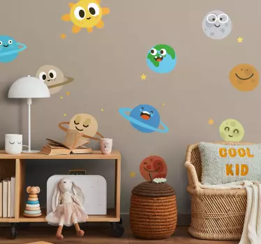 Sticker espace dessin planètes - TenStickers