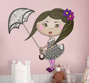 Sticker enfant poupée parapluie - TenStickers