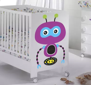 Sticker enfant robot mauve - TenStickers