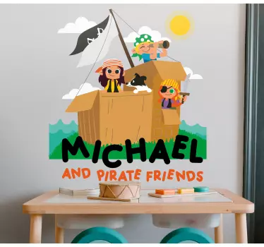 Sticker enfant scène d'aventure pirate - TenStickers