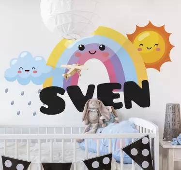Sticker enfant scène de rainbow fantaisiste - TenStickers