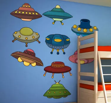 Sticker espace set d'ovnis - TenStickers
