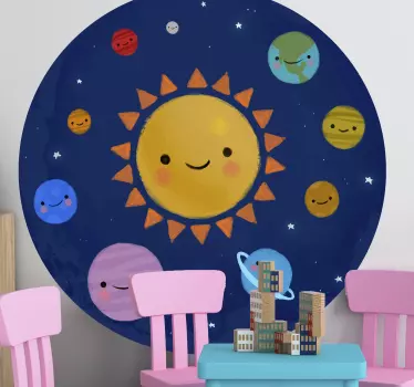 Sticker enfant système solaire joyeux - TenStickers