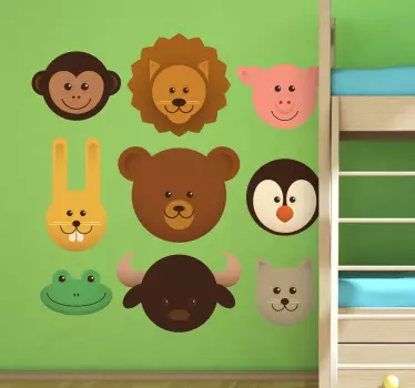 Sticker enfant têtes d'animaux - TenStickers