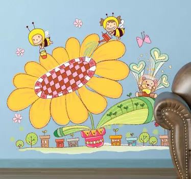Sticker enfant ville abeilles - TenStickers