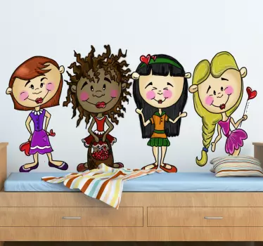 Sticker enfants quatre filles - TenStickers