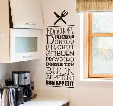Sticker restaurant d'entreprise Bon appétit multilingue - TenStickers