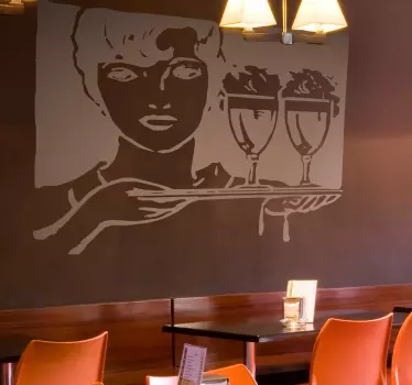 Sticker Mural Serveuse de Restaurant - TenStickers