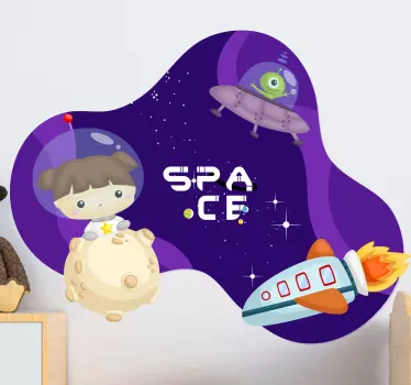 Sticker espace adorable voyage cosmique - TenStickers