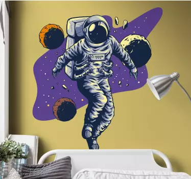 Sticker espace astronaute en orbite - TenStickers