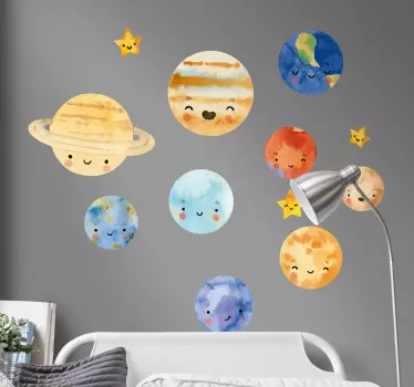 Sticker espace corps célestes mignons - TenStickers