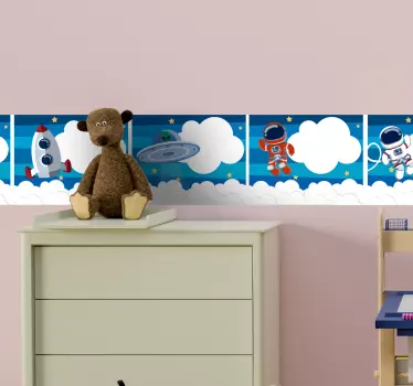 Sticker Chambre Enfant Frise Espace - TenStickers