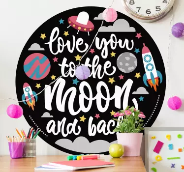 Sticker espace je t'aime jusqu'à la lune - TenStickers