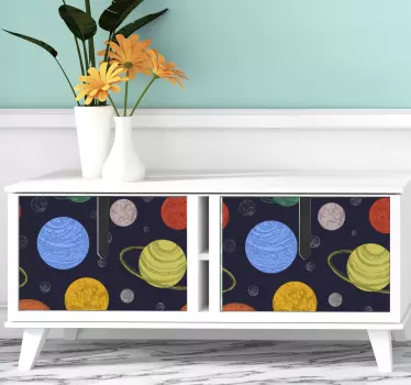 Sticker espace motifs planétaires colorés - TenStickers