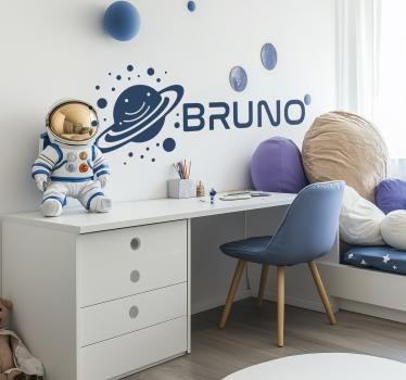 Sticker espace planète et nom personnalisable - TenStickers