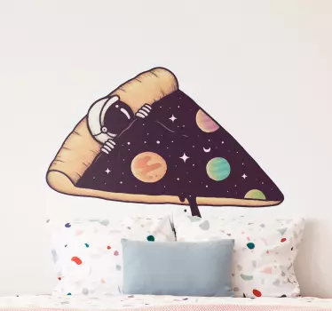 Sticker espace tranche de pizza astronaute - TenStickers
