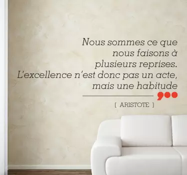 Sticker citation L'excellence Aristote - TenStickers