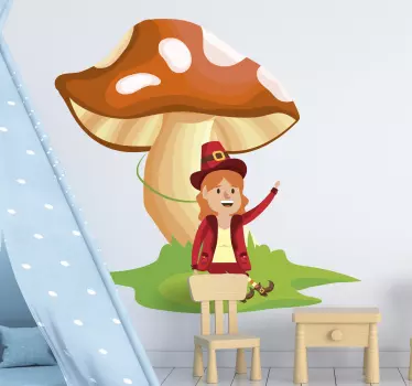 Sticker fantaisie elfe et champignon - TenStickers