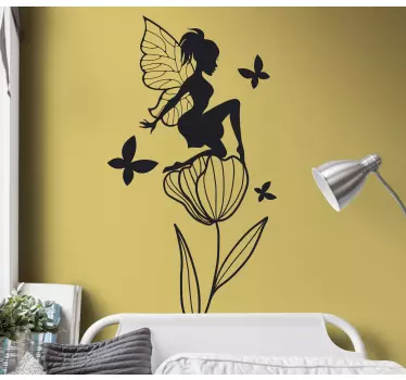 Sticker fées fleur perchée des fées - TenStickers