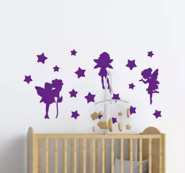 Sticker fées silhouettes d'étoiles de fées - TenStickers