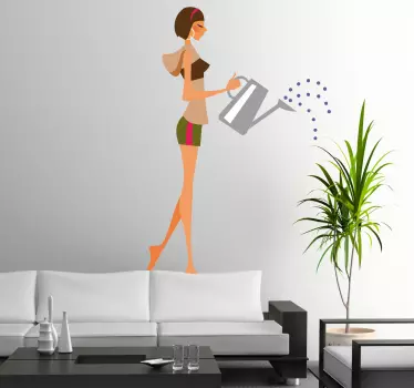 Sticker femme arrosoir - TenStickers