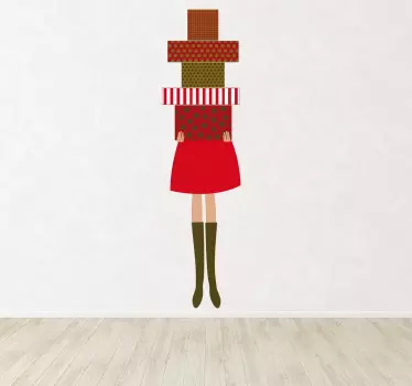 Sticker femme paquets cadeaux - TenStickers