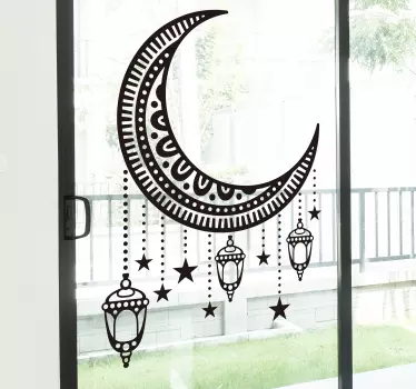 Sticker fenêtre lune et lampes arabes - TenStickers