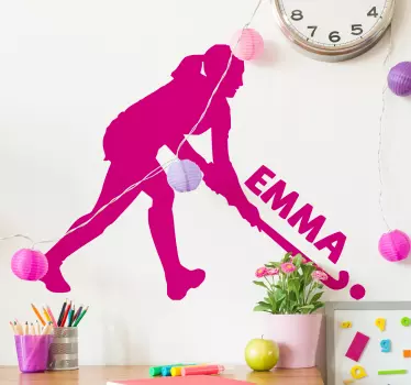 Autocollant fille hockey personnalisable - TenStickers
