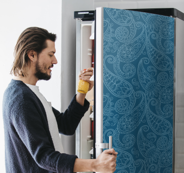Sticker frigo bleu adhesif deco paisley - TenStickers