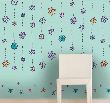 Sticker frise fleurs colorées - TenStickers