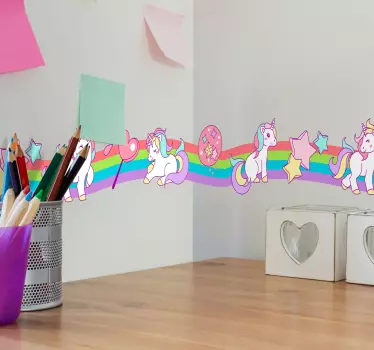 Frise autocollante licornes et arc-en-ciels - TenStickers