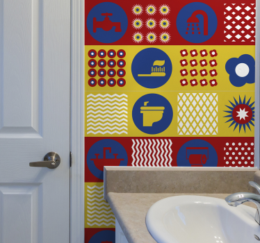 Sticker Frise Murale Carrelage de salle de bain - TenStickers