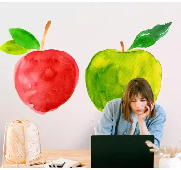Sticker fruit art aquarelle pomme - TenStickers