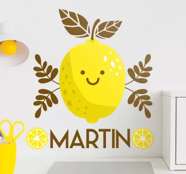 Sticker fruit design citron heureux - TenStickers