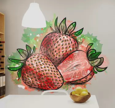 Sticker fruit trio de fraises vibrantes - TenStickers