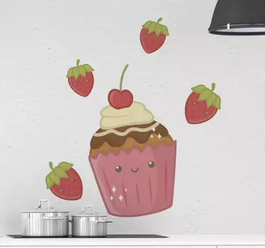 Sticker gastronomie design de cupcake mignon - TenStickers