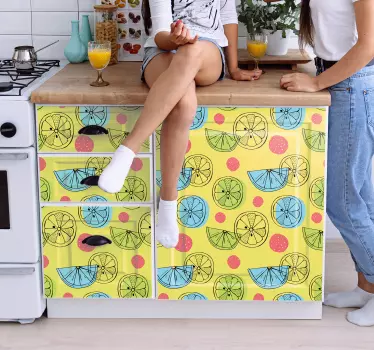 Sticker gastronomie motif tranches de fruits - TenStickers