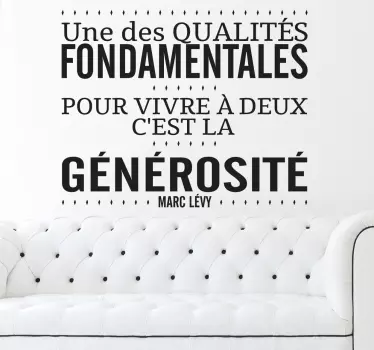 Sticker citation générosité Marc Lévy - TenStickers