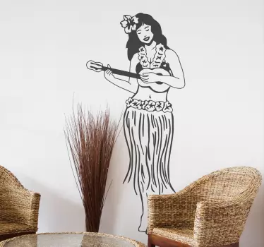 Sticker musique hawaïenne avec guitare - TenStickers