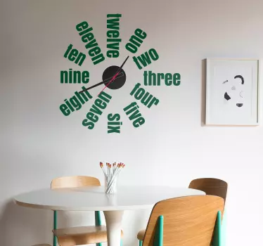 Sticker horloge chiffres en anglais - TenStickers