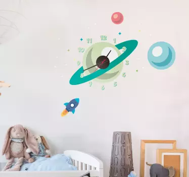 Sticker horloge planètes - TenStickers