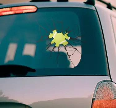Sticker trompe l'œil vitre brisée balle de tennis - TenStickers