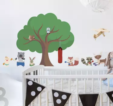 Sticker Chambre Enfant Animaux Boxeurs - TenStickers