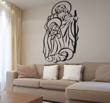 Sticker illustration naissance Jésus - TenStickers