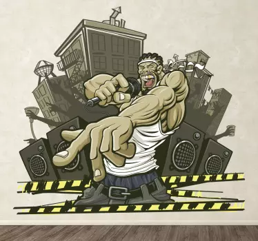 Sticker illustration rappeur urbain - TenStickers