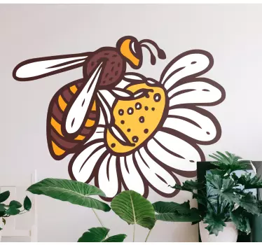 Sticker insecte abeille sur fleur - TenStickers