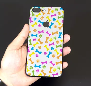 Sticker iphone empreintes de pattes colorées - TenStickers