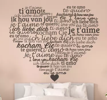 Sticker Je t'aime dans tous les langues - TenStickers