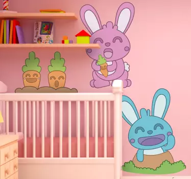 Sticker lapins et carottes - TenStickers